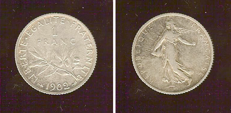 1 franc  Semeuse 1902 aEF/EF